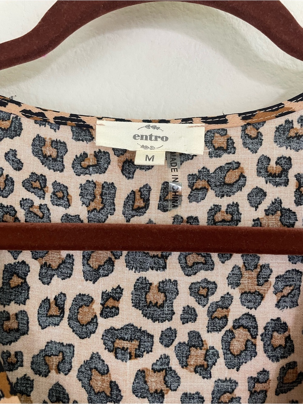 Entro Leopard Print Button‎ Front Babydoll Tunic Top/Dress Size M- Brown/Black - Picture 2 of 9